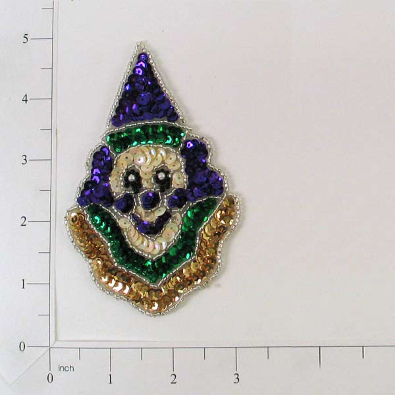 4 1/2" x 3" Mardi Gras Happy Clown Face Sequin Applique/Patch